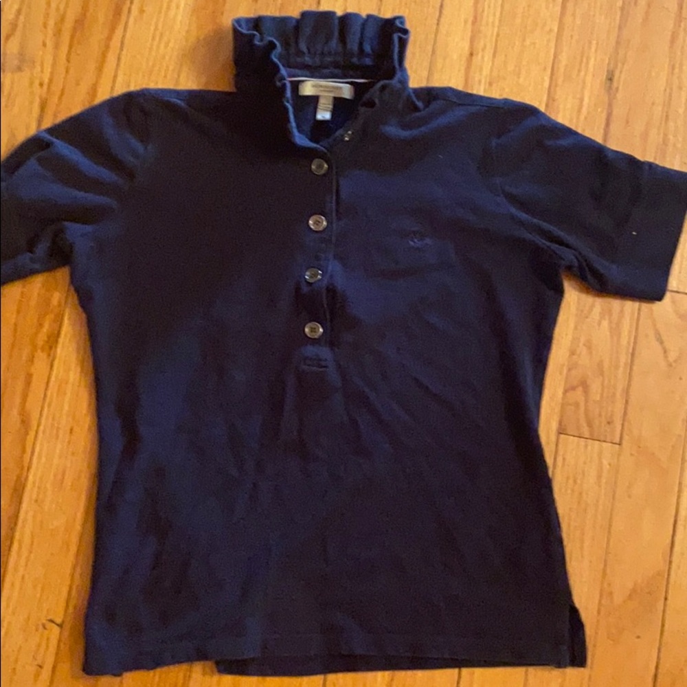 Burberry ruffle neck polo size M